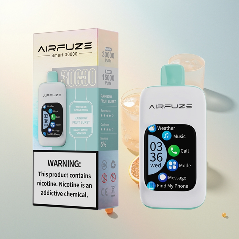 AirFuze Smart 30000 Pufova Jednokratna Vape Duga Voćna Eksplozija s TFT zaslonom i Type-C punjenjem