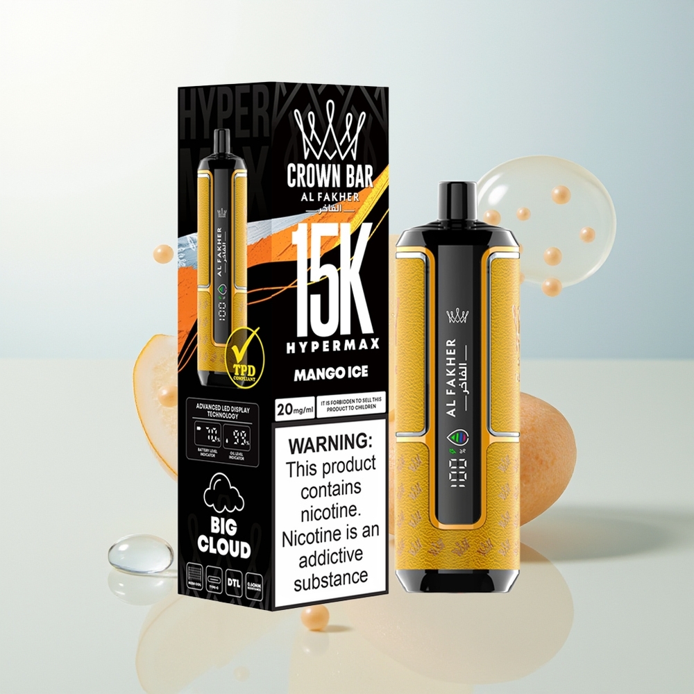Al Fakher Crown Bar 15K Hypermax Jednokratna Vape Mango Led + 22ml 600mAh