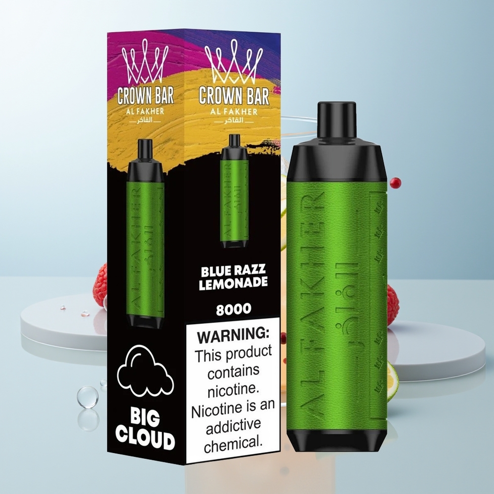 Al Fakher Crown Bar 8000 Crystal Jednokratna Vape Plava Malina Limunada 18ml USB-C