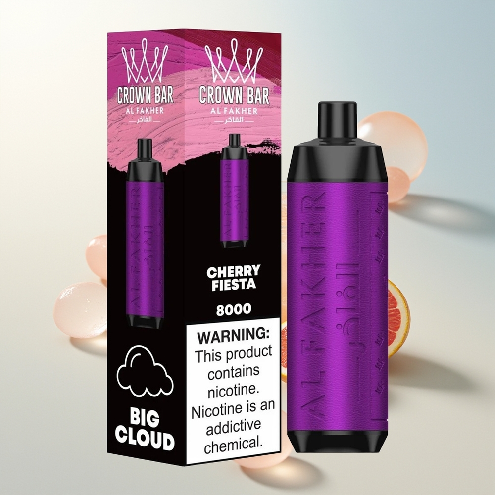 Al Fakher Crown Bar 8000 Kristalni Jednokratni Vape Trešnja Fiesta 18ml 8000 Puffova