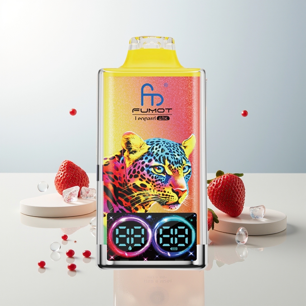 Fumot Leopard 40K Puffs Dual Mesh Jagoda Led Jednokratna Vape Digital Tube