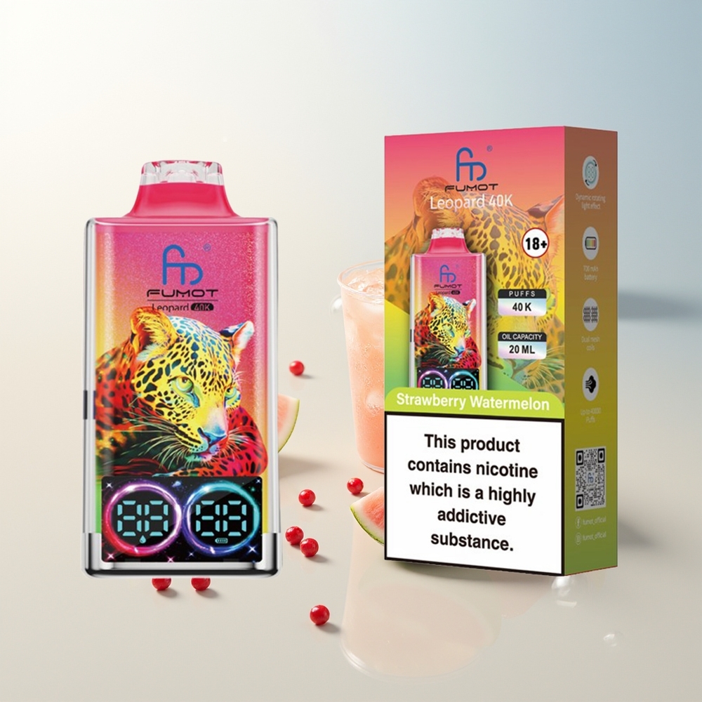 Fumot Leopard 40K Puffs Dual Mesh Jednokratna Vape Jagoda Lubenica Type-C Charging
