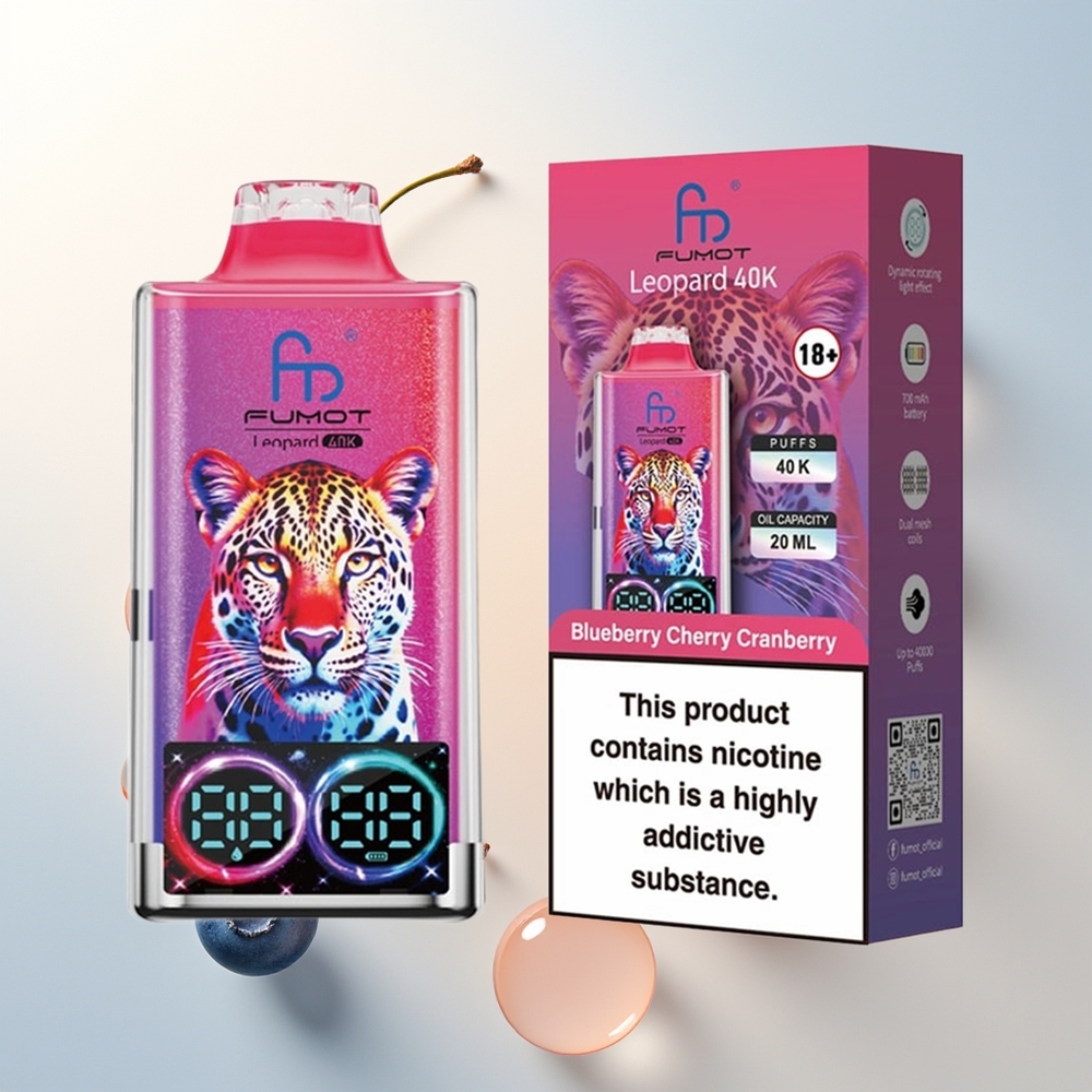Fumot Leopard 40K Puffs Jednokratna Vape Borovnica Trešnja Dual Mesh