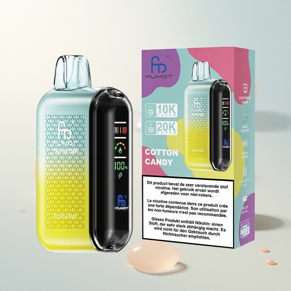 Fumot Tornado 20000 Puffova Bomboni od šećerne vune Dual Mesh Coil Smart Display
