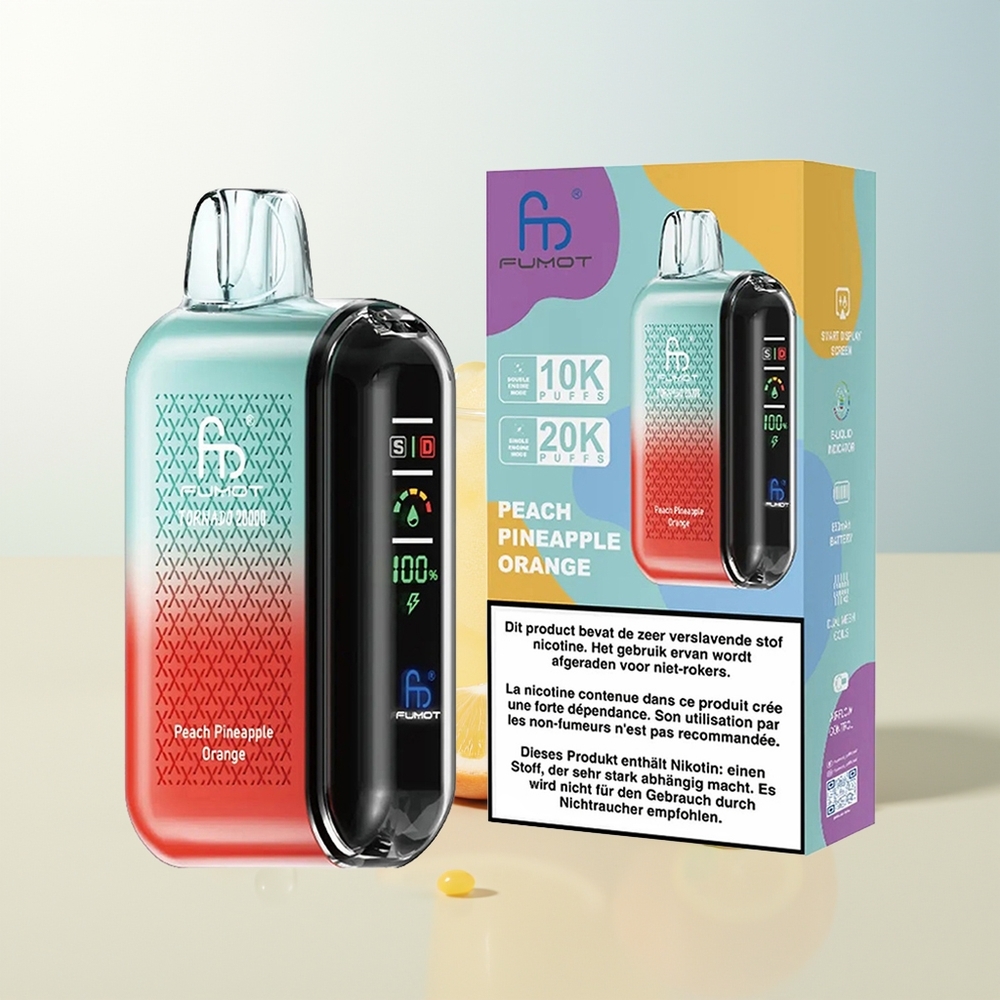 Fumot Tornado 20000 Puffova Breskva Ananas Naranča Dual Mesh Smart Display