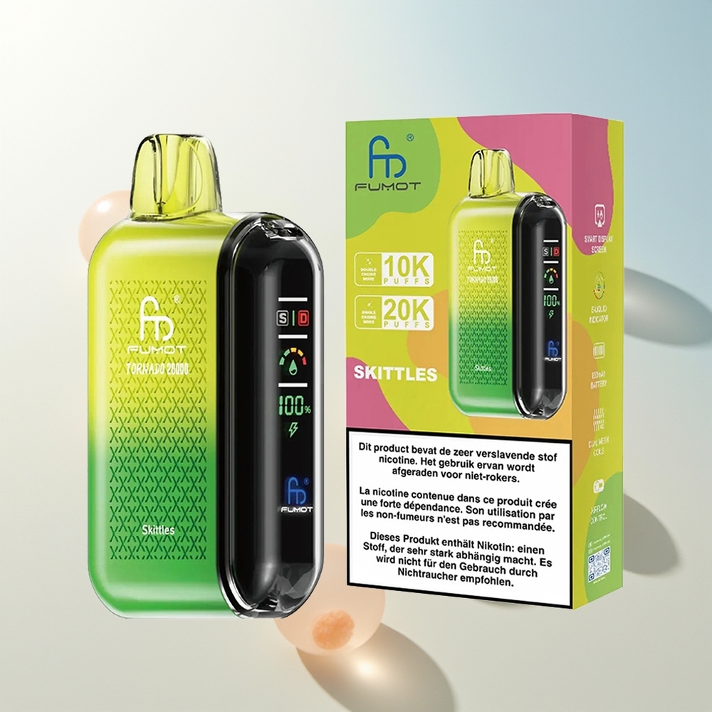 Fumot Tornado 20000 Puffova Dual Mesh Jednokratna Vape Skittles Smart Display