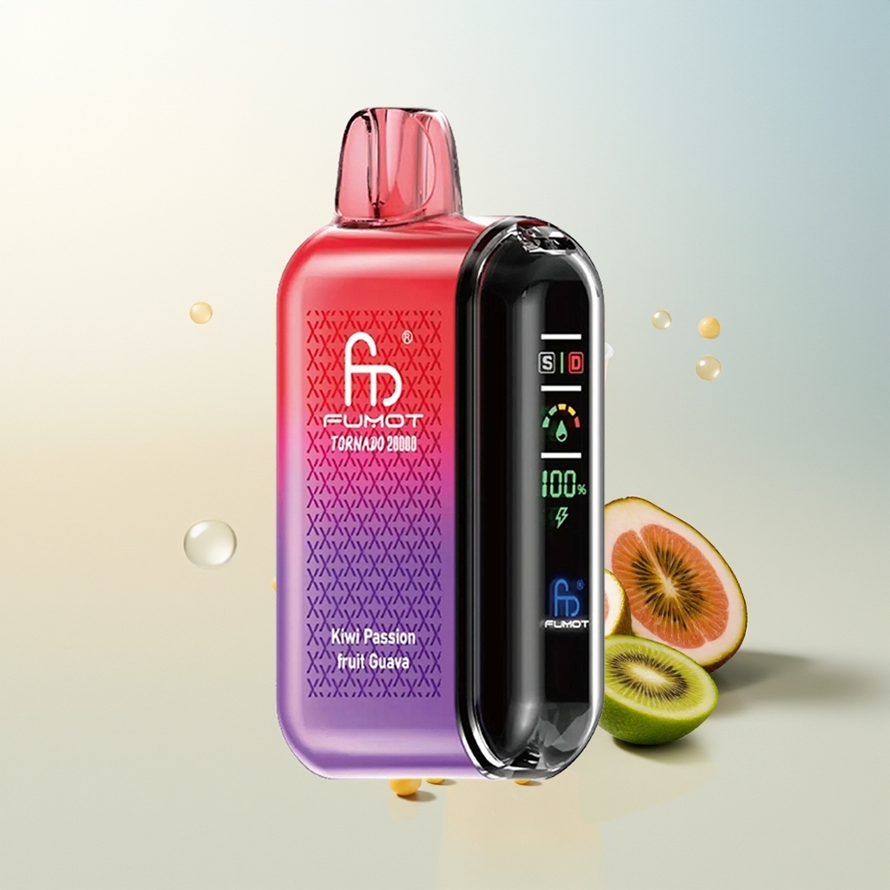 Fumot Tornado 20000 Puffova Kiwi Marakuja Guava Dual Mesh Coil Smart Display