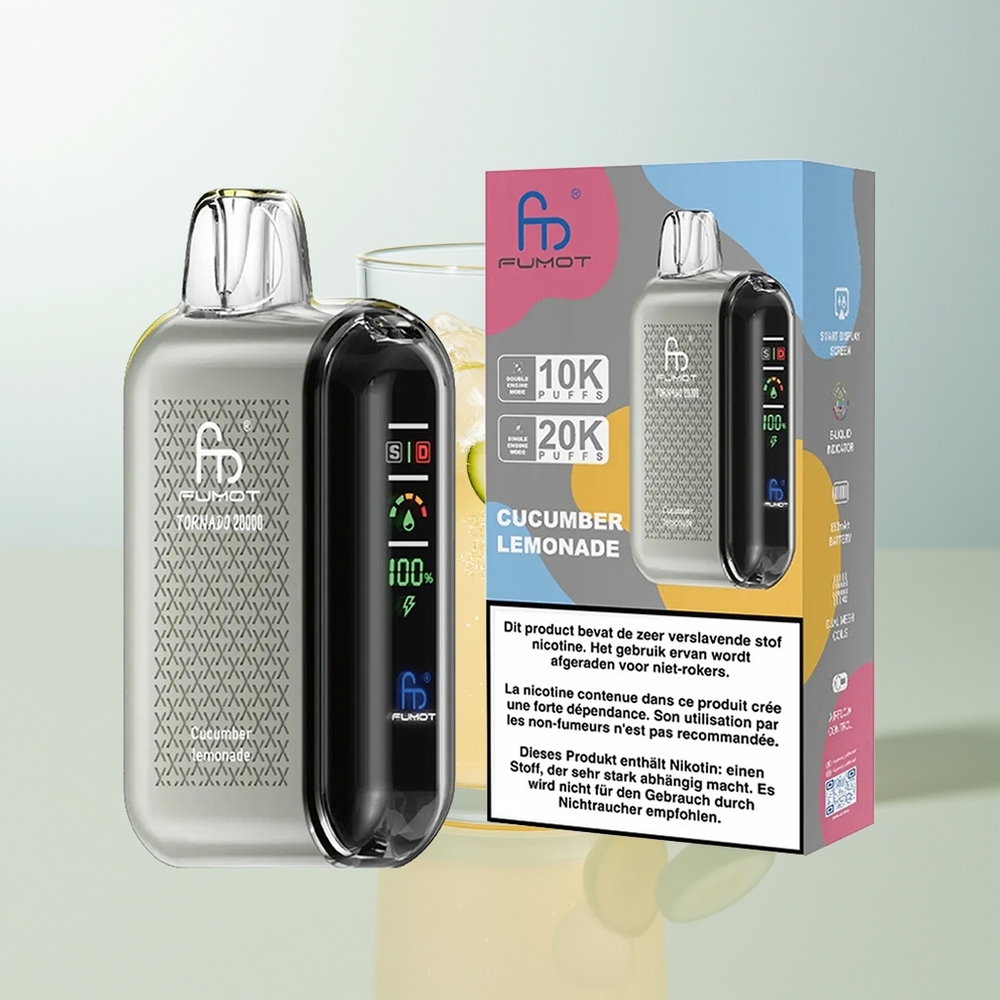 Fumot Tornado 20000 Puffova Krastavac Limunada Dual Mesh Smart Display