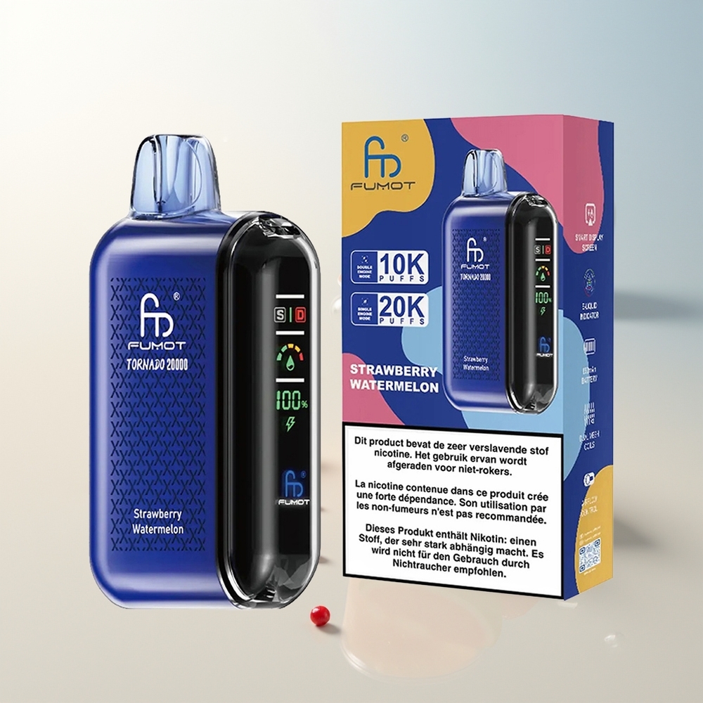 Fumot Tornado 20000 Puffs Jagoda Lubenica Dual Mesh Coil Smart Display