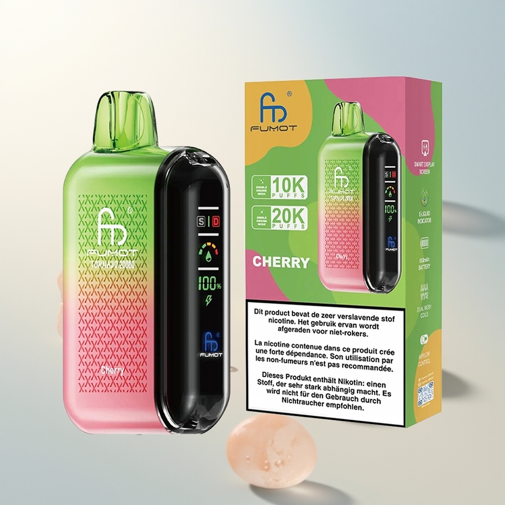 Fumot Tornado 20000 Puffs Trešnja Dual Mesh Smart Display