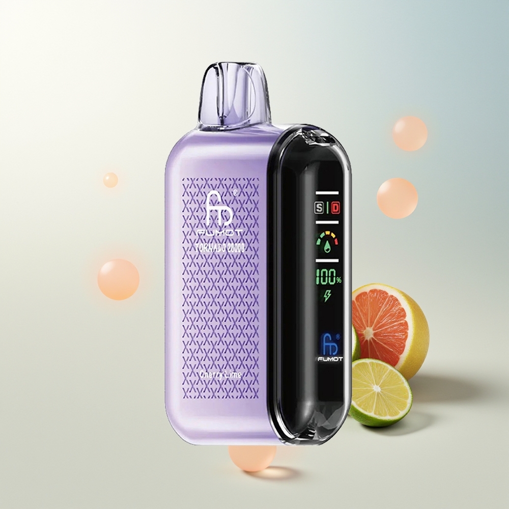Fumot Tornado 20000 Puffs Trešnja Limeta Dual Mesh Coil Smart Display