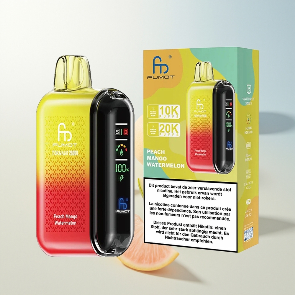 Fumot Tornado 20000 Pufova Breskva Mango Lubenica Dual Mesh Coil Smart Display