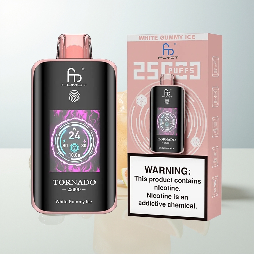 Fumot Tornado 25000 Puffs Bijeli Gumi Led s 20ml Tekućine i 700mAh Baterijom