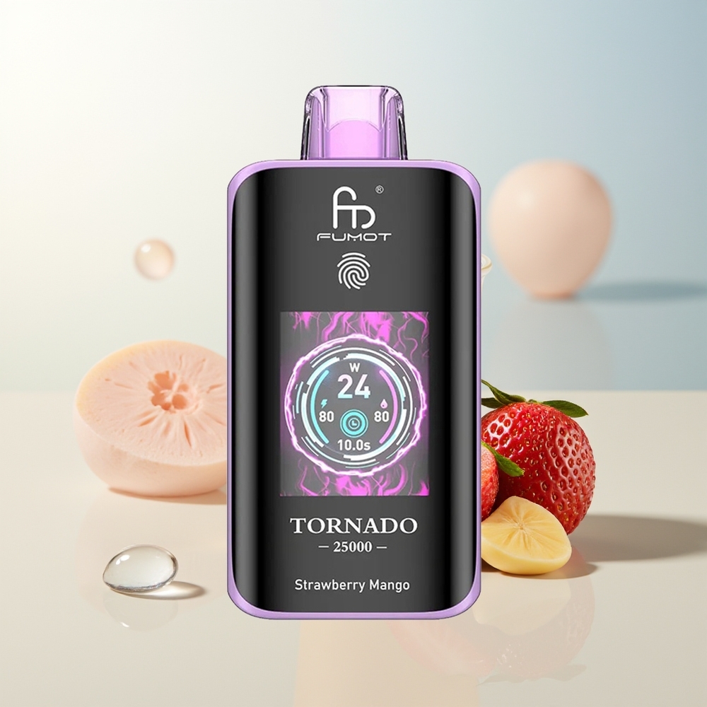 Fumot Tornado 25000 Puffs Jagoda Mango HD Ekran Tip-C Punjenje