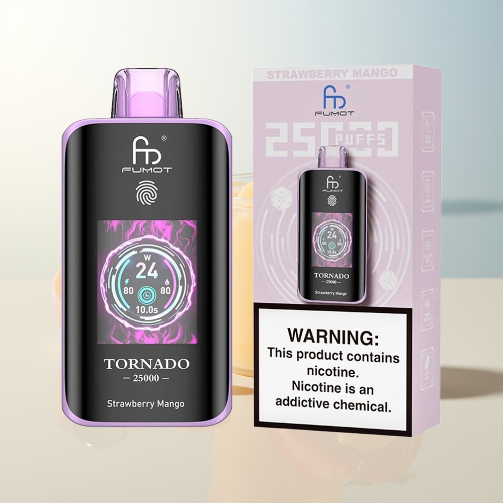 Fumot Tornado 25000 Puffs Jagoda Mango HD Ekran Tip-C Punjenje