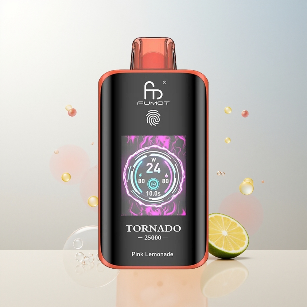 Fumot Tornado 25000 Puffs Ružičasti Limunada HD Ekran Type-C