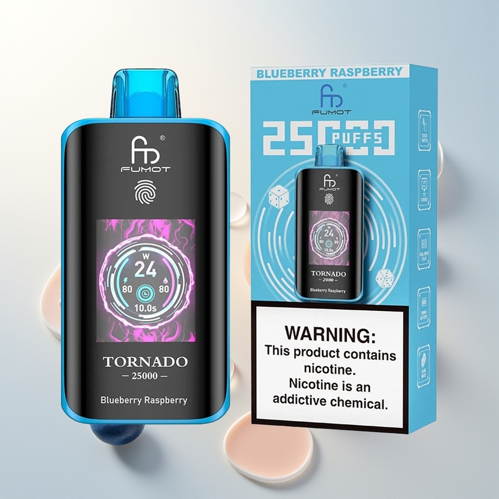 Fumot Tornado 25000 Pufova Borovnica Malina HD Ekran 700mAh Baterija