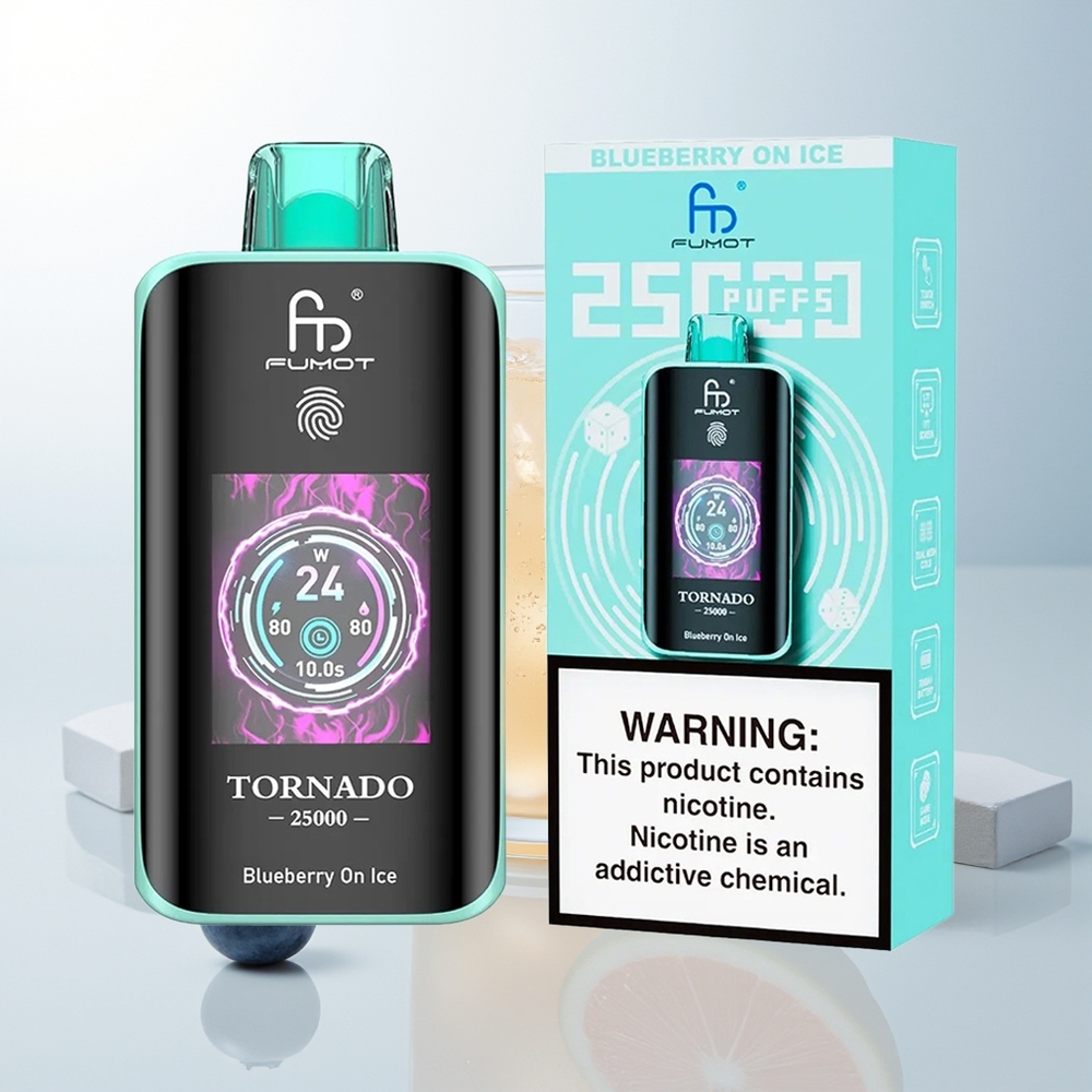 Fumot Tornado 25000 Pufova Plavi Jagoda na ledu s HD Ekranom i Type-C Punjenjem