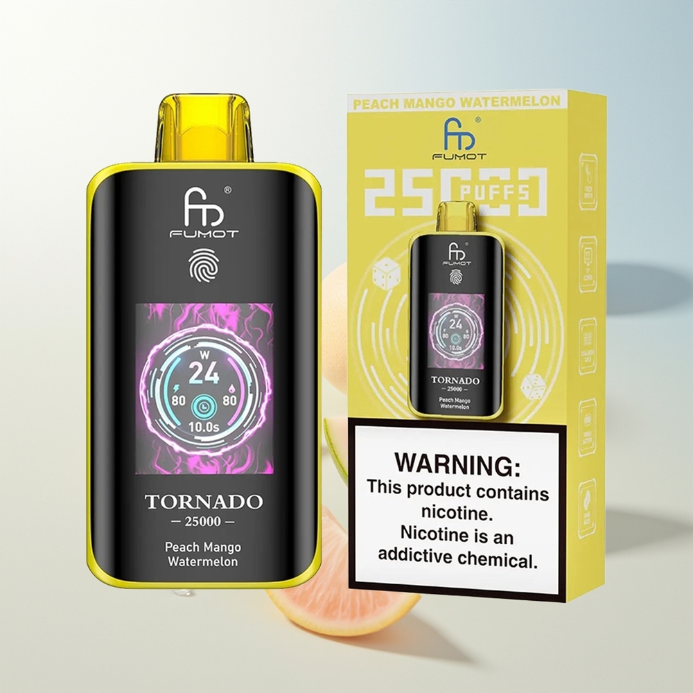 Fumot Tornado 25000 Pusta HD Ekran  700mAh Bresačka Baterija Breskva Mango Lubenica
