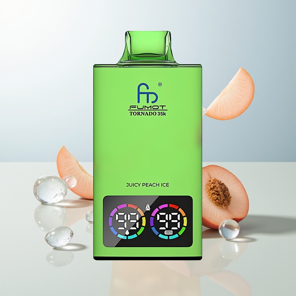 Fumot Tornado 35000 Jednokratna Vape Sočni Breskva Led s Dual Mesh Coil i 15ml E-juice