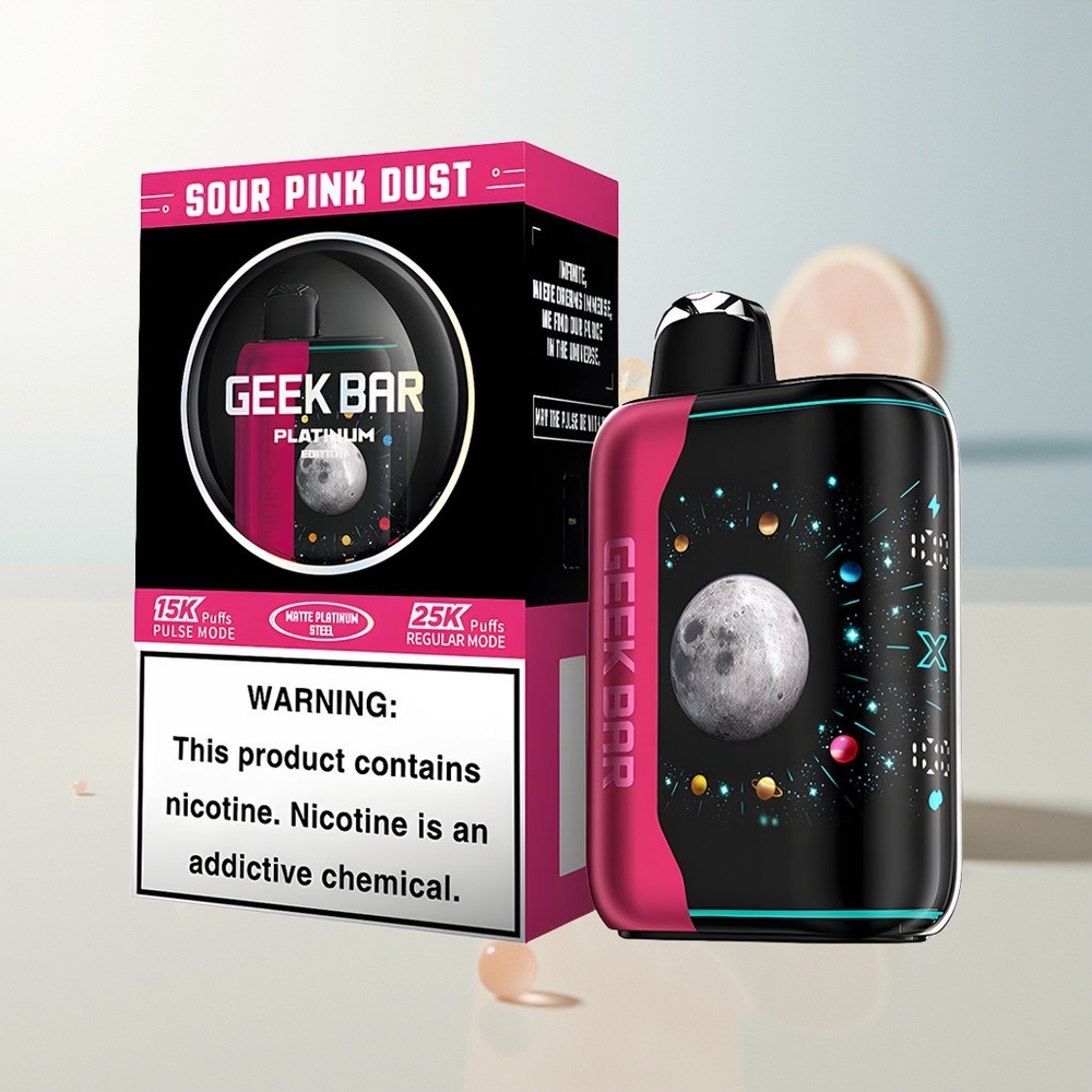 GEEK BAR Platinum Edition 25000 Puffova Kisela Ružičasta Prašina Dual Mesh Coil