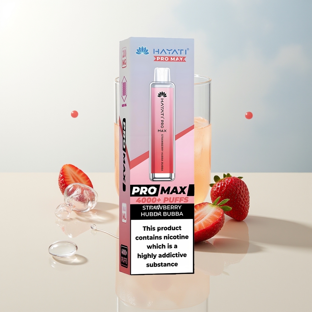 Hayati Pro Max 4000 Puffs Jednokratna Vape Jagoda Hubba Bubba Dual 11 Ohm Mesh Coil  1400mAh Baterija