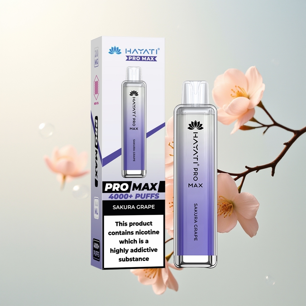Hayati Pro Max 4000 Puffs Jednokratna Vape Sakura Grožđe Dual 11 Ohm Mesh Coil 1400mAh Baterija