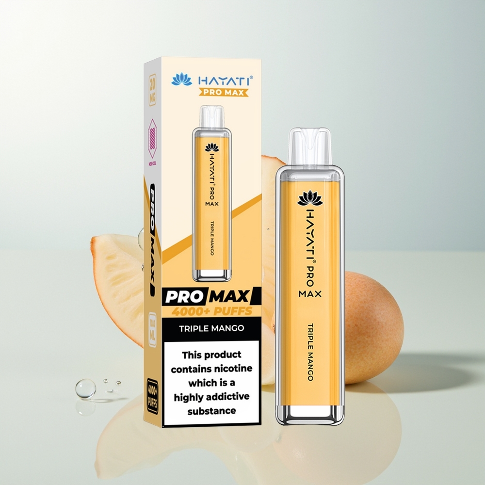 Hayati Pro Max 4000 Puffs Trostruki Mango Dual 11 Ohm Mesh Coil Rechargeable