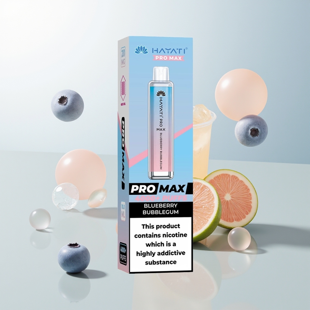 Hayati Pro Max 4000 Pufova Jednokratna Vape Borovnica Bubblegum Dual Mesh Coil LED