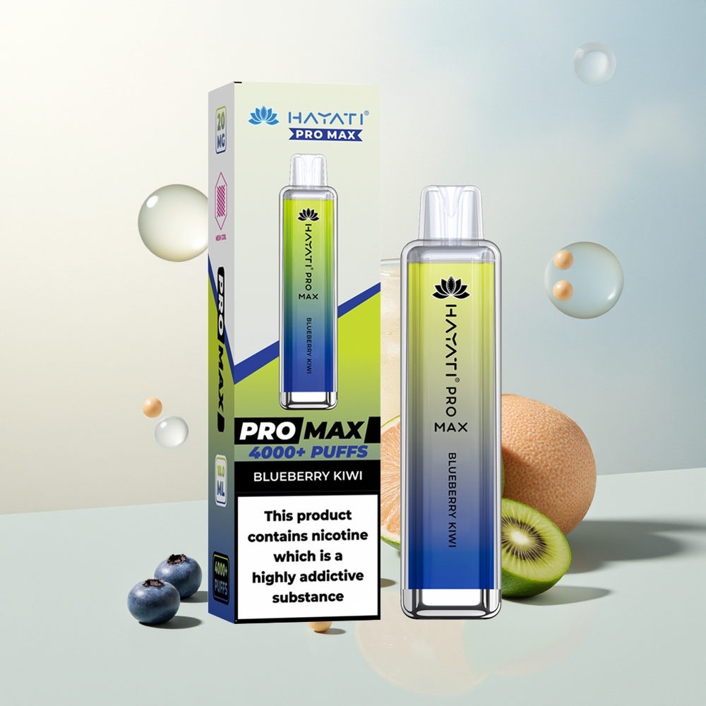 Hayati Pro Max 4000 Pufova Jednokratna Vape Borovnica Kivi 2 Nic 1400mAh
