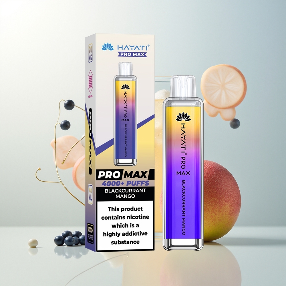 Hayati Pro Max 4000 Pufova Jednokratna Vape Crna Ribizla Mango Dual 11 Ohm Mesh Coil 1400mAh
