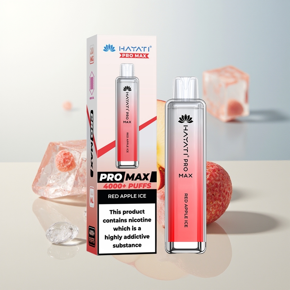 Hayati Pro Max 4000 Pufova Jednokratna Vape Crvena Jabuka Led s 5 Nikotina i 1400mAh Baterijom