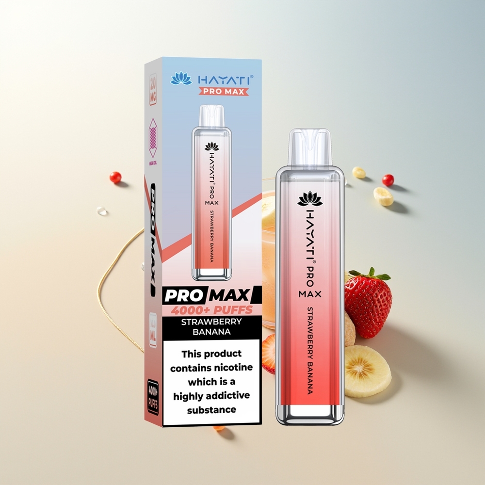 Hayati Pro Max 4000 Pufova Jednokratna Vape Jagoda Banana Dual Mesh Coil LED