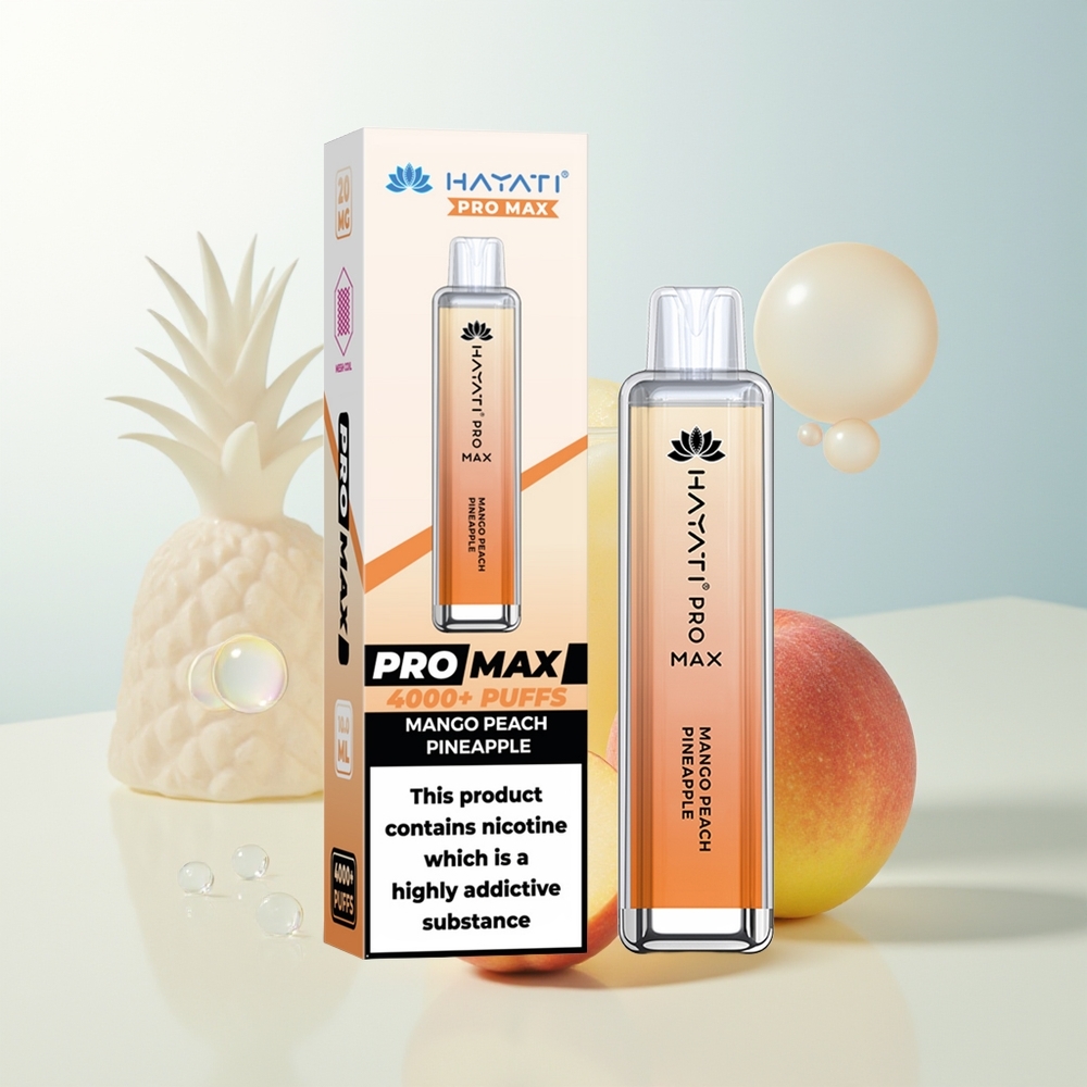 Hayati Pro Max 4000 Pufova Jednokratna Vape Mango Breskva Ananas Dual 11 Ohm Mesh Coil i 1400mAh Baterija