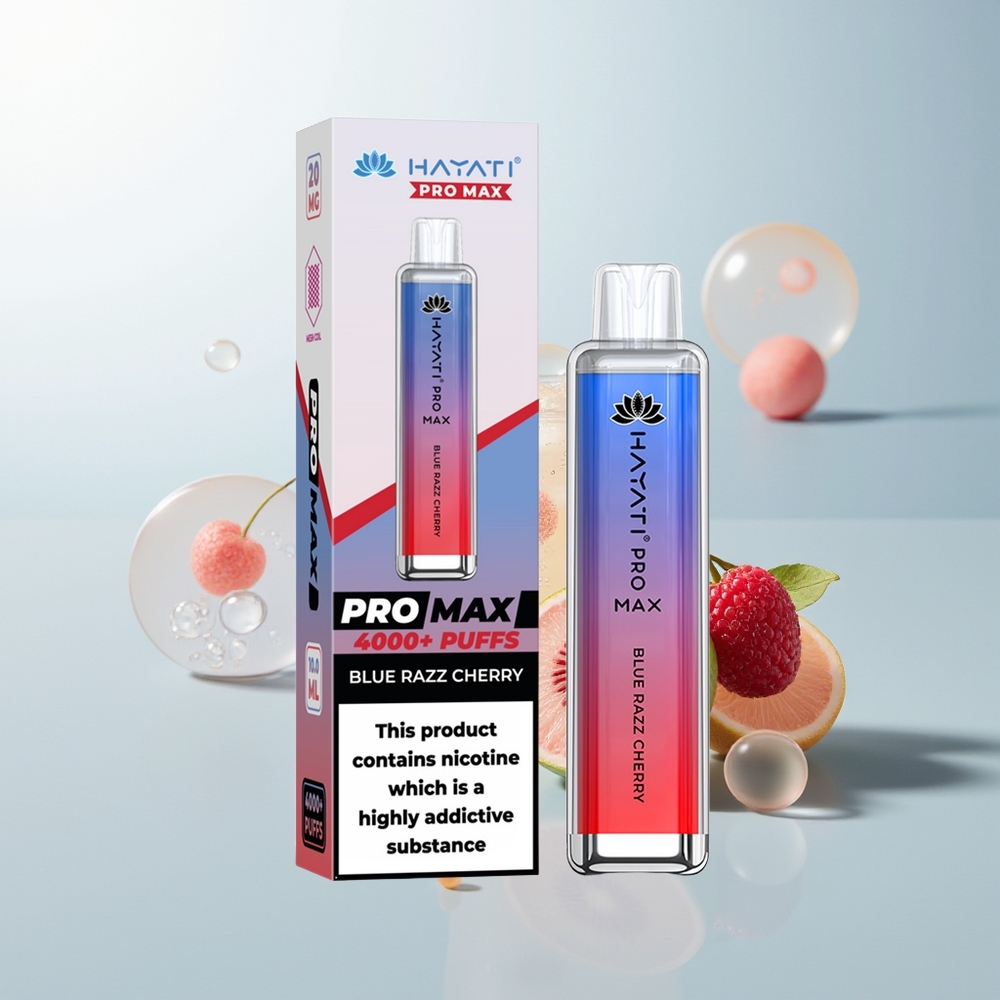 Hayati Pro Max 4000 Pufova Jednokratna Vape Plava Malina Trešnja Dual 11 Ohm Mesh Coil Rechargeable Battery