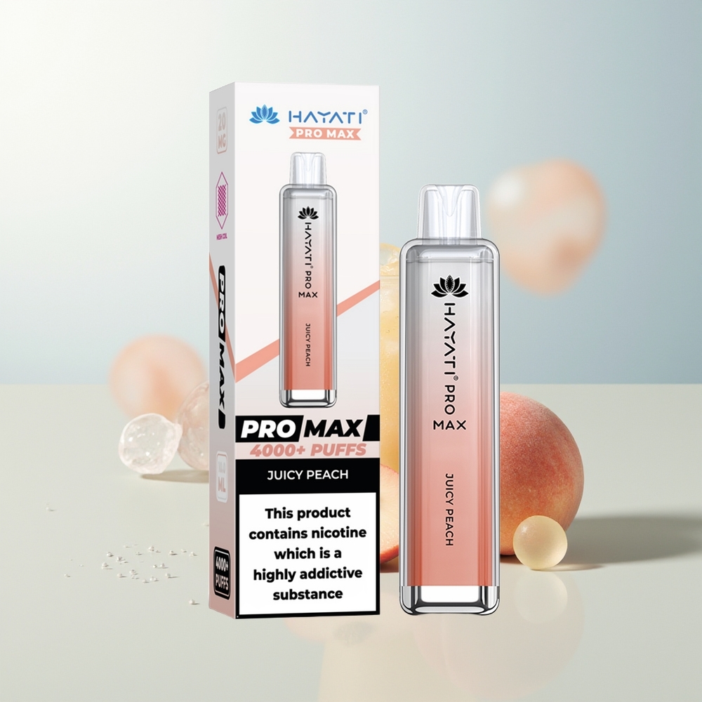 Hayati Pro Max 4000 Pufova Jednokratna Vape Sok od Breskve Dual 11 Ohm Mesh Coil Rechargeable