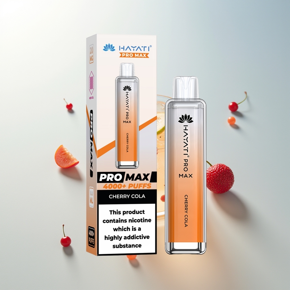 Hayati Pro Max 4000 Pufova Jednokratna Vape Trešnja Kola s 2 Nikotina i 1400mAh Baterijom