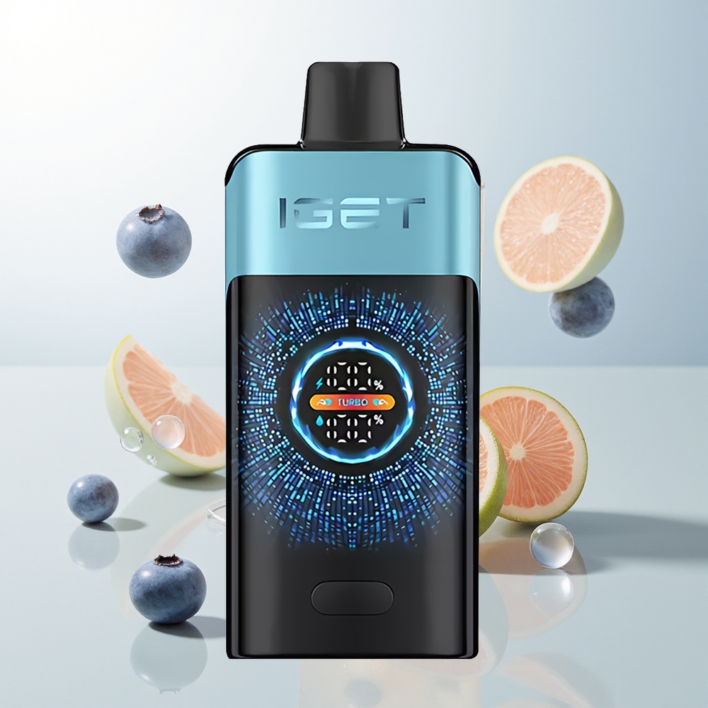IGET ONE 12000 Puffs Jednokratna Vape Borovnica Led + 2700 mAh + Veliki Zakrivljeni Zaslon u Boji