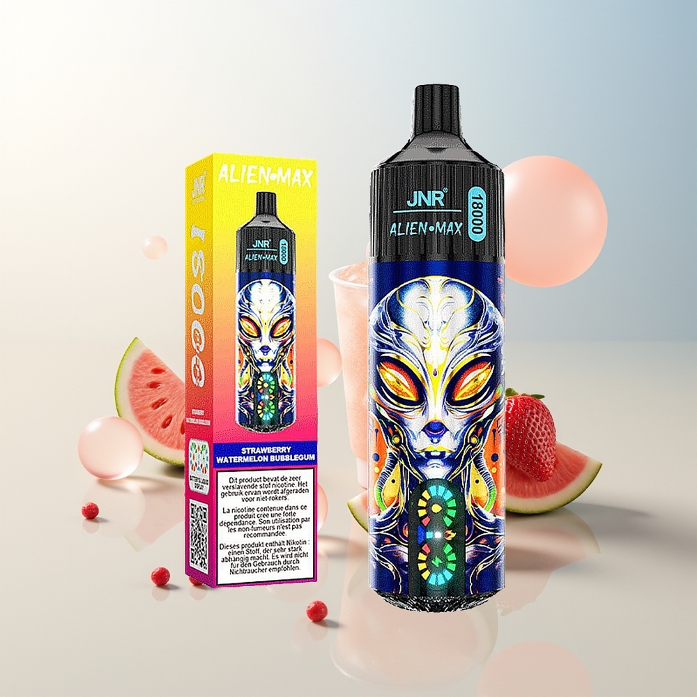JNR Alien Max 18000 Puffs Dvostruka Mreža i Dvostruka Jezgra Jagoda Lubenica Bubblegum