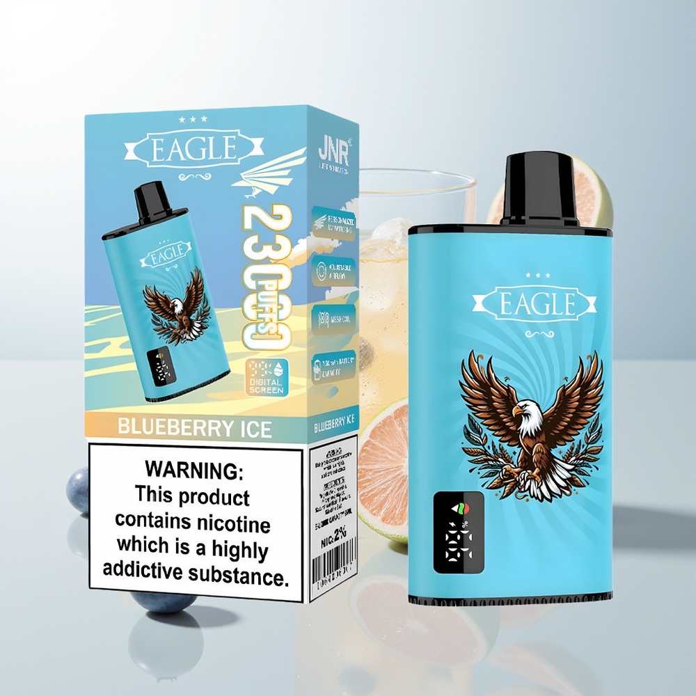 JNR EAGLE Smart 23000 Pufova Jednokratna Vape Borovnica Led s Digitalnim Ekranom i 25ml e-Likvida