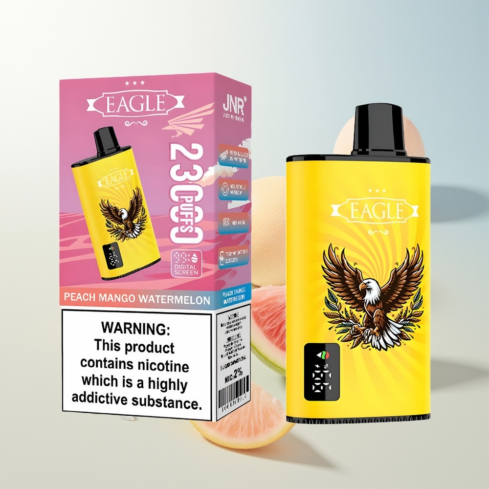 JNR EAGLE Smart 23000 Pufova Jednokratna Vape Breskva Mango Lubenica s Digitalnim Zaslonom i 10ohm Mesh Coil