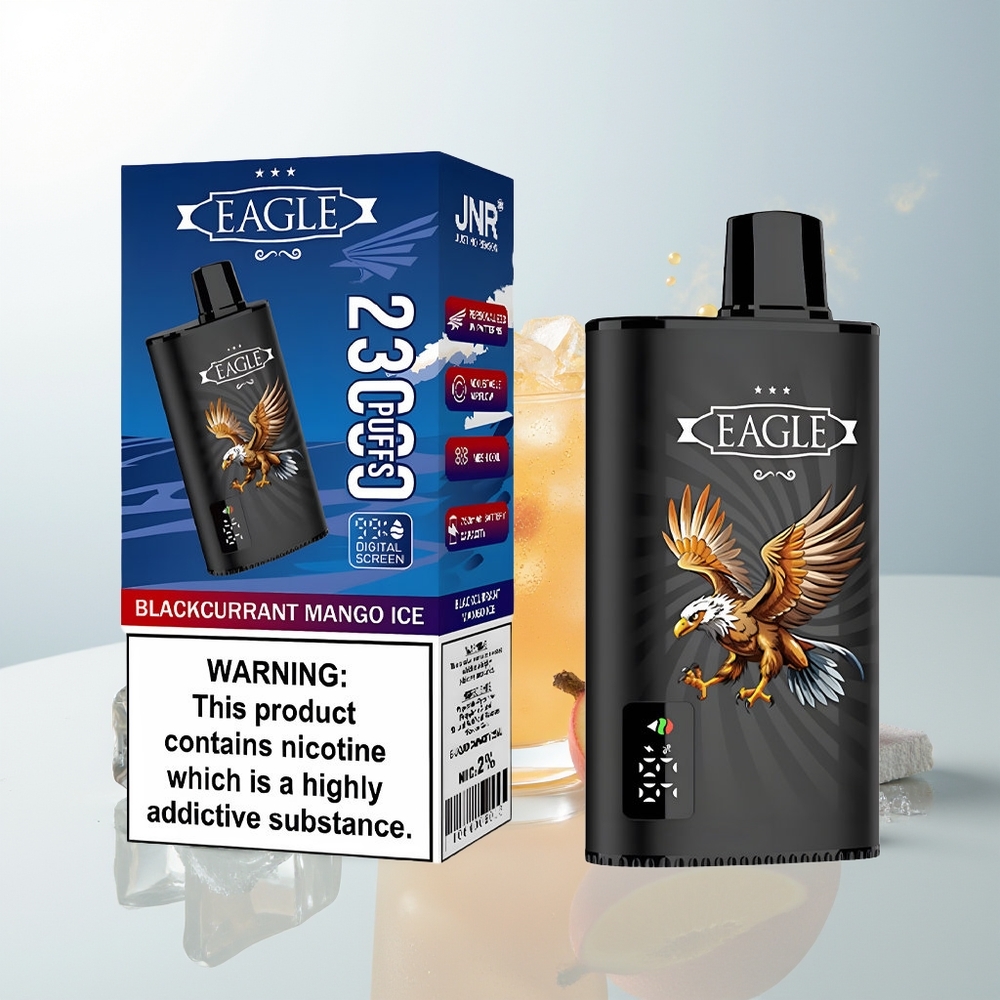 JNR EAGLE Smart 23000 Pufova Jednokratna Vape Crna Ribizla Mango Led s Digitalnim Ekranom i 10ohm Mesh Coil