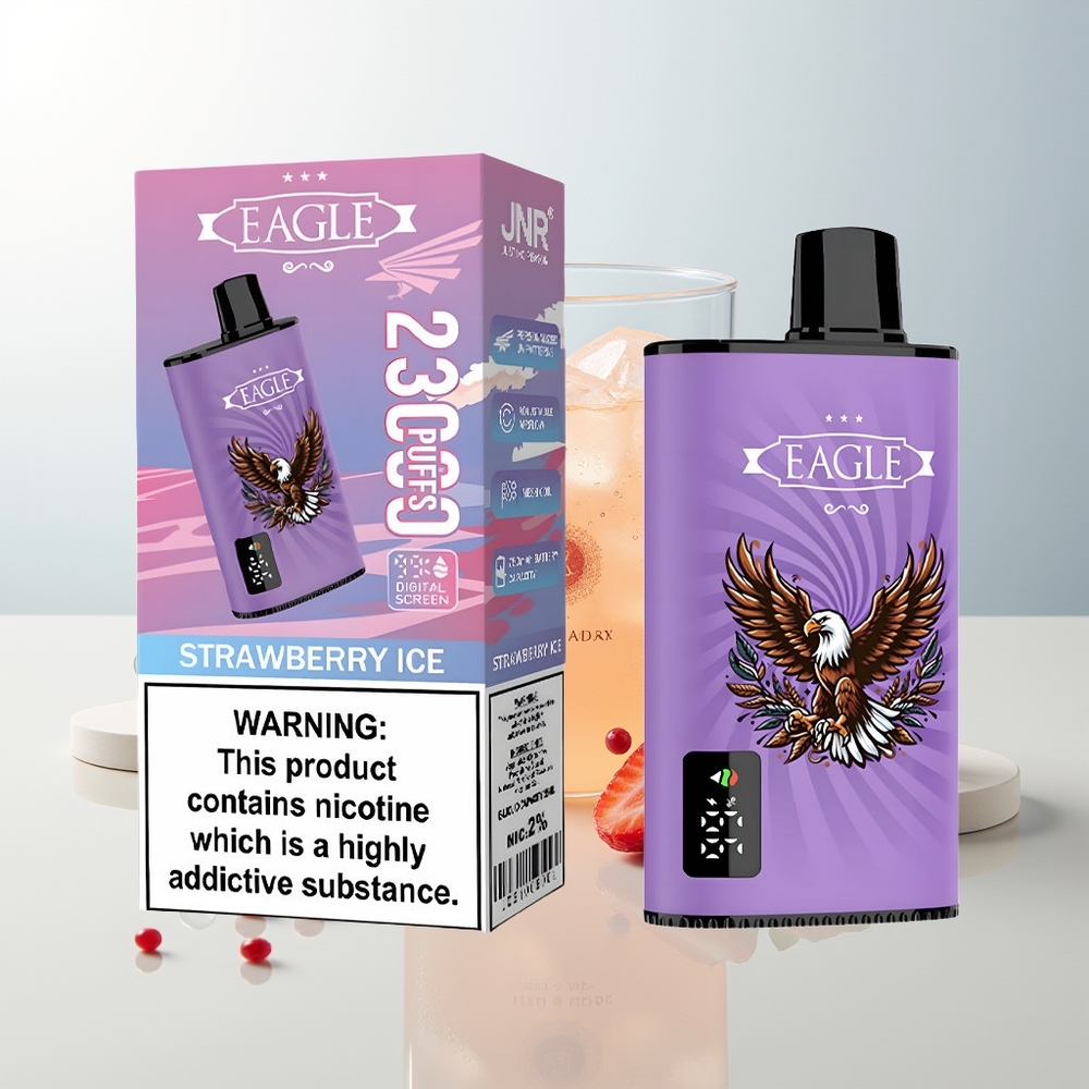 JNR EAGLE Smart 23000 Pufova Jednokratna Vape Jagoda Led s Digitalnim Ekranom i 25ml e-Tekućine