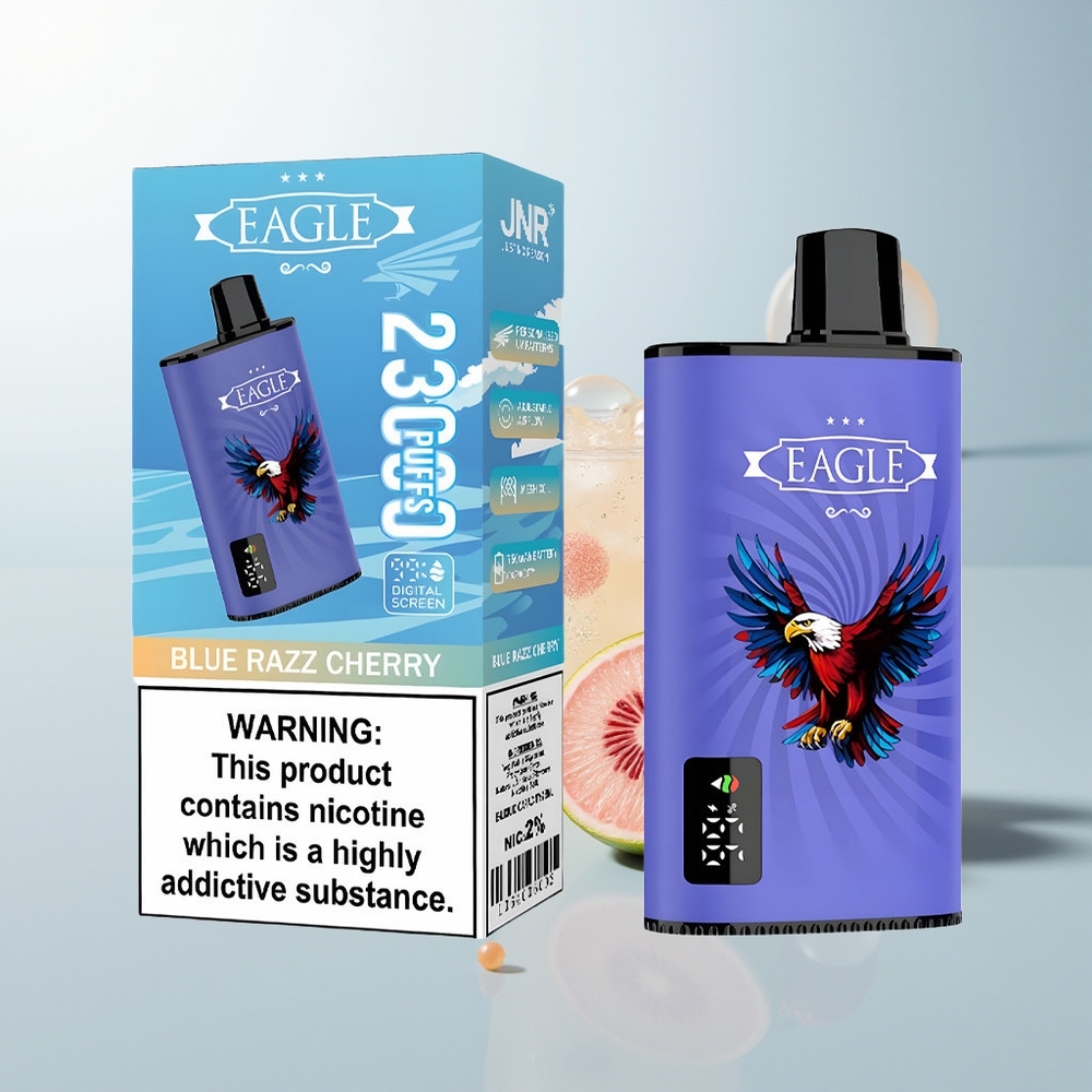 JNR EAGLE Smart 23000 Pufova Jednokratna Vape Plava Malina Trešnja s Digitalnim Zaslonom i 25ml Tekućine