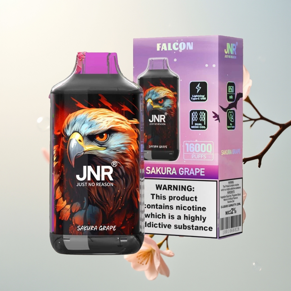 JNR Falcon 16000 Puffs Dual Mesh Coil Sakura Grožđe
