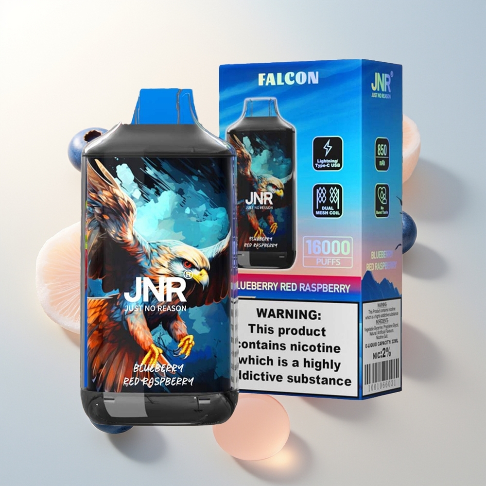 JNR Falcon 16000 Puffs Jednokratna Vape Borovnica Crvena Malina 850 mAh Dual Mesh Coil