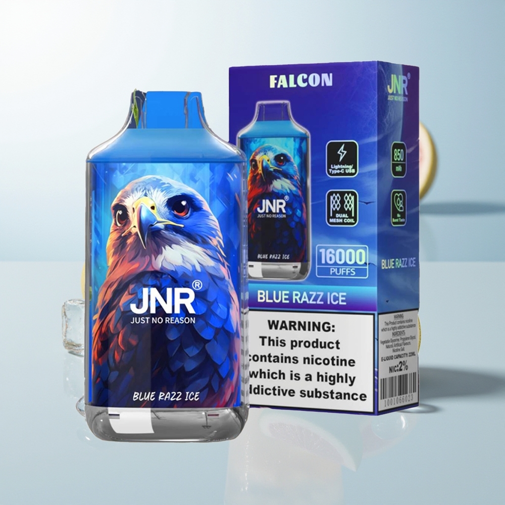JNR Falcon 16000 Puffs Plavi Razz Led Dual Mesh
