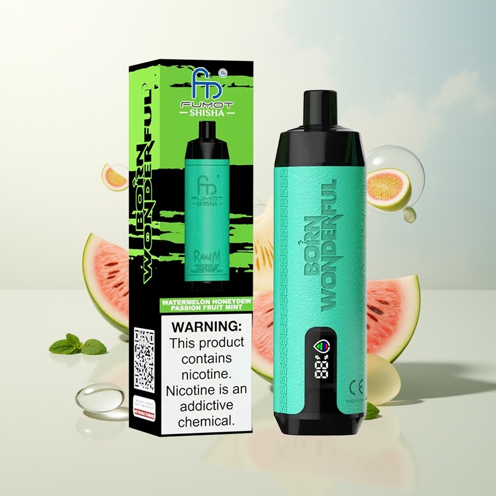 RandM Fumot Shisha 10000 Puffova Jednokratna Vapa Lubenica Medena Nana Pasiflora 18ml Type-C