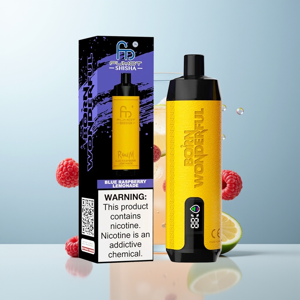 RandM Fumot Shisha 10000 Puffs Jednokratna Vape Plava Malina Limunada s 18ml Prefilled e-liquid i 05 Nikotina