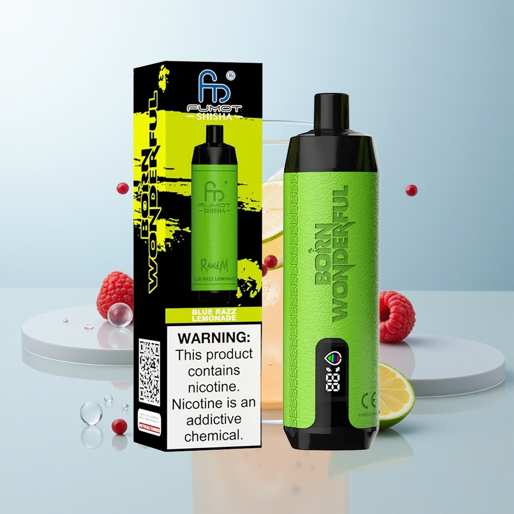 RandM Fumot Shisha 10000 Pufova Jednokratna Vape Plava Malina Limunada s 18ml i 06ohm Mesh Coil